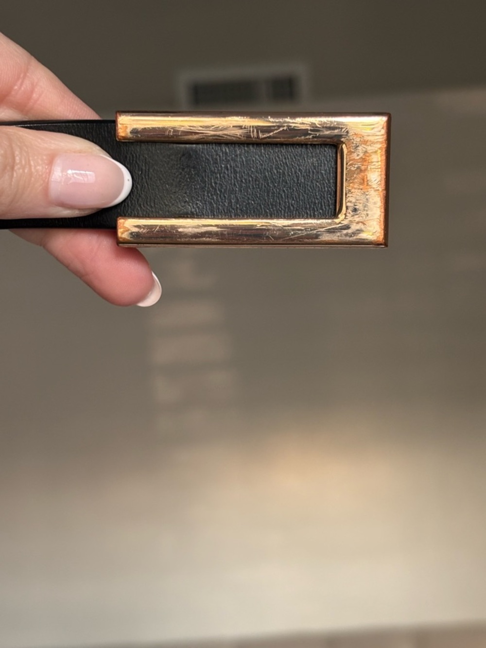 Women’s Black Leather belt with gold buckle